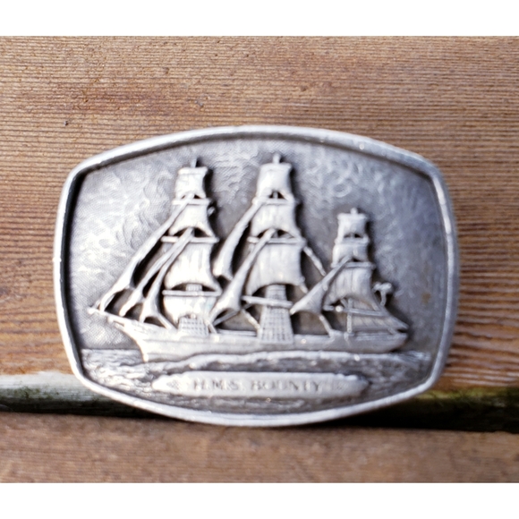 SOLD ☆Blaisdell HMS Bounty Ship Pewter Belt Buckle - Picture 3 of 5